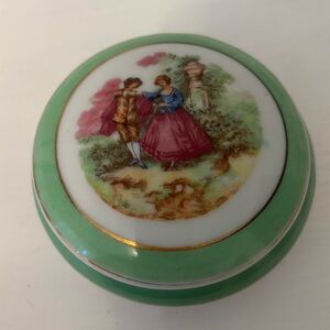 Vintage Handpainted Victorian Colonial round trinket dish KTK Japan